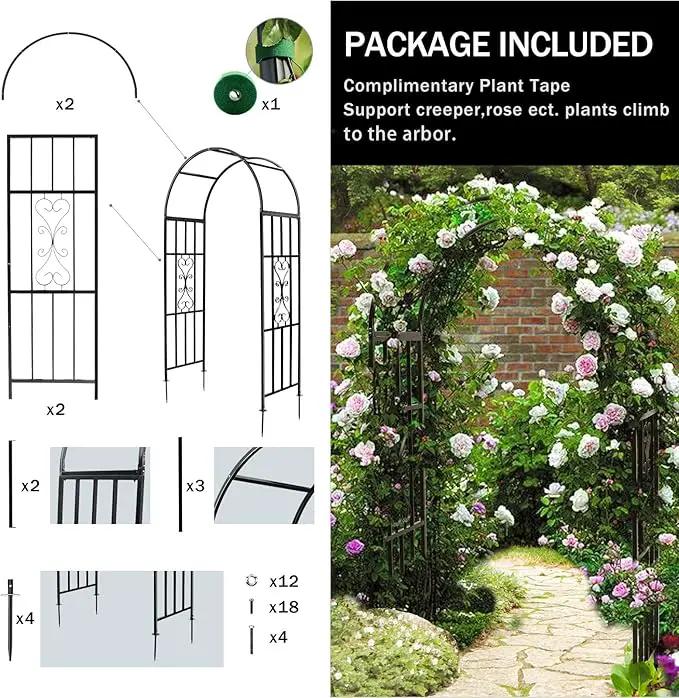 Arbors, Curved Metal Endurable Iron Trellis Plants Stand Use for Outdoor Garden Arbor Climbing Plants Wedding Arches Ceremony by GreenHaven Gardens