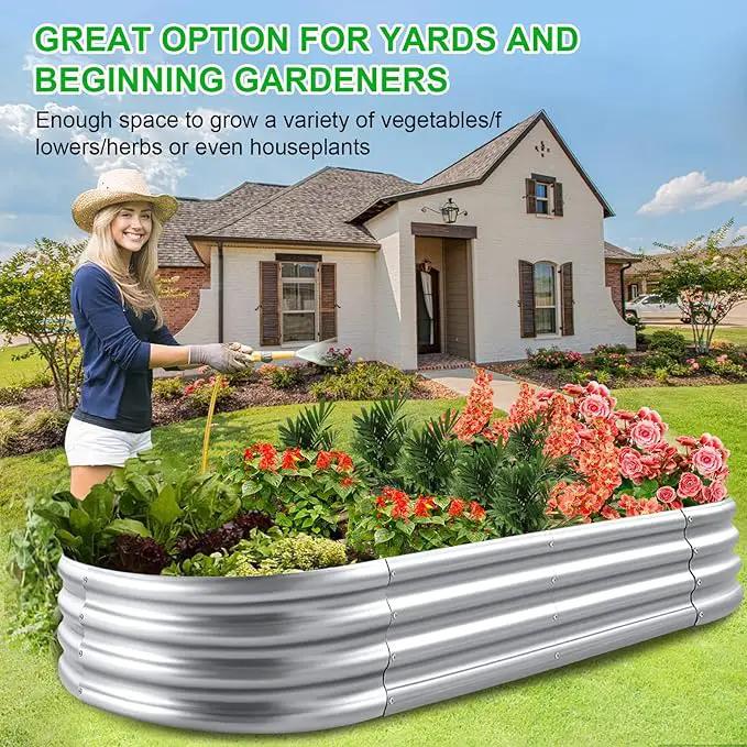2Pack Raised Garden Bed 6×3×1FT,Galvanized Planter Box Oval Large Matel Steel Backyard Beds Outdoor for Vegetables,Flowers,Herbs,Plant by GreenHaven Gardens