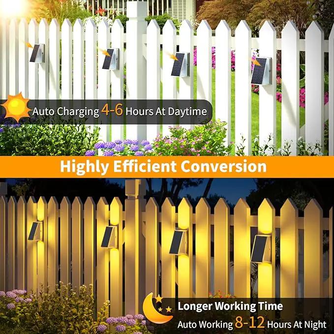 KINKAI Outdoor Solar Lights - 6 Pack Fence Lights Solar Deck Light Outdoor Wall Light with 11 Lighting Modes for Outside Garden Stairs Pool (Warm Light) by GreenHaven Gardens