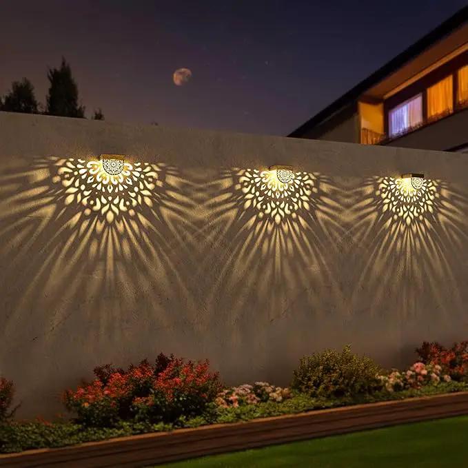 Solar Fence Lights 6 Pack Solar Deck Lights Outdoor Waterproof LED Solar Powered Step Lights Wall Lights Outdoor Decorations Warm Yellow Light Decorative Lighting for, Front Door, Backyard (Gold) by GreenHaven Gardens