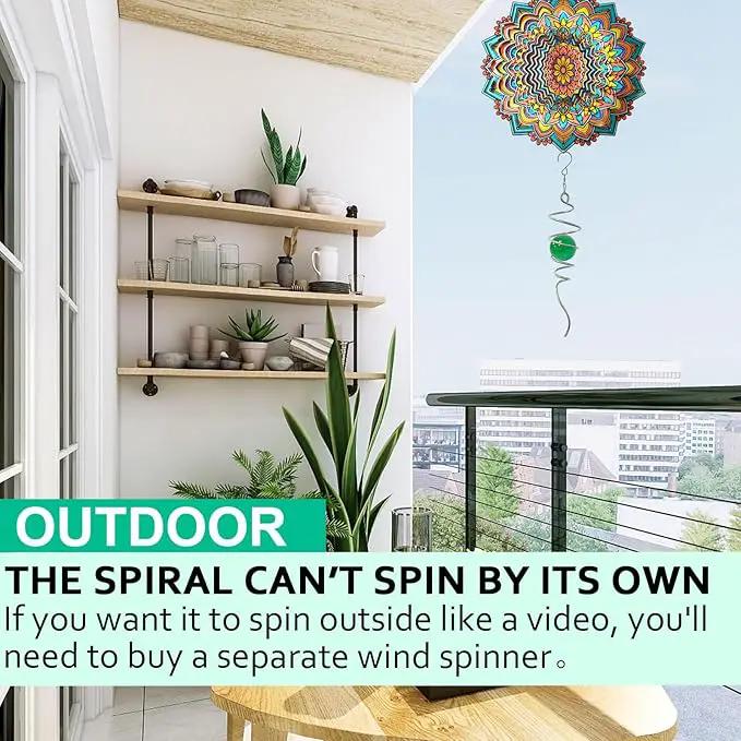 Wind Spinner Gazing Ball Spiral Tail,Decorative Wind Spinner 11inch Tail and 2 inch Glass Orb. Indoor Outdoor Wind Spinner Tail Sun Catcher Garden Decoration-13 inch Height(Green) by GreenHaven Gardens