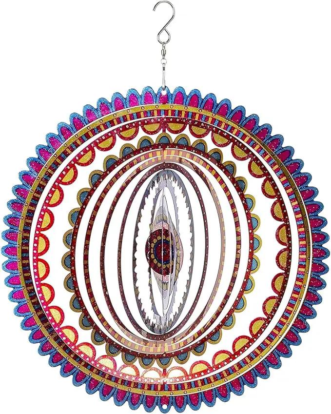 VP Home Sunrise Mandala Kinetic Wind Spinner for Yard and Garden Wind Spinner Outdoor Metal Large Hanging Mandala Decor 3D Garden Art Wind Sculpture Spinners by GreenHaven Gardens