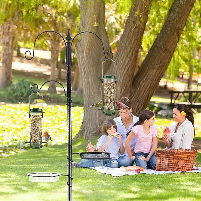 MIXXIDEA Wild Bird Feeders For Outdoors Hanging Stainless Steel Hanging Bird Feeder Tube, Finch Feeder For Garden Backyard Decoration Attractive Water Resistant Bird Feeders For Outside Green - 2 Pack by GreenHaven Gardens
