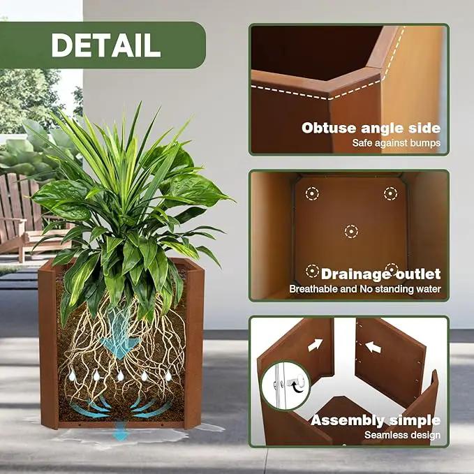 Corten Steel Planter Box-20"x20"x20"-Large Square Planter Matel -Outdoor Indoor- Heavy Duty Rustic Tall Planter Flower Pot Commercial Residential for Patio Porch Deck Home Backyard by GreenHaven Gardens