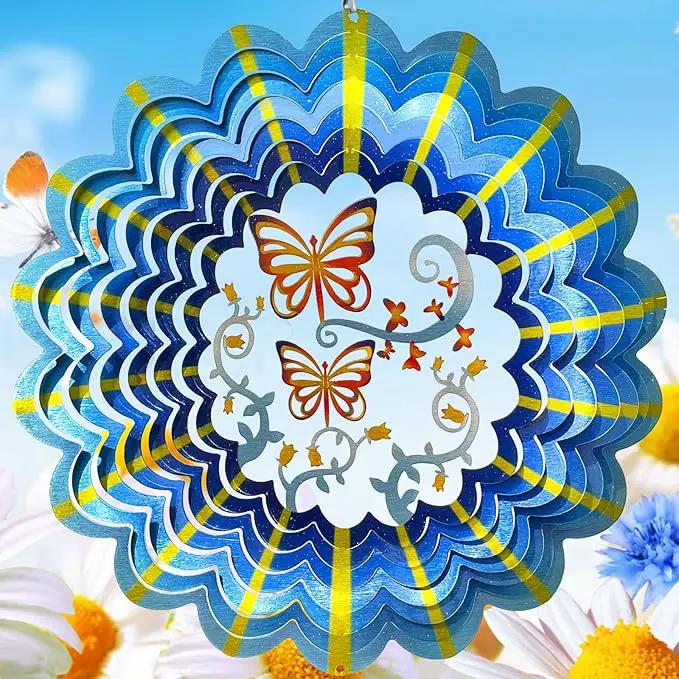 Butterfly Wind Spinner Hanging,12In 3D Wind Spinners Outdoor Butterfly Gifts for Women Mom Grandma Wife Father,Mandala Wind Spinner Garden Decorations Yard Art Christmas Ornament by GreenHaven Gardens
