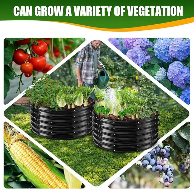 17" Tall Elevated Round Metal Rised Garden Bed- 2.7'x2.7' in Size and 0.8MM Thick Durable Planter Box for Vegetables Flowers Succulent at Patio/Garden Outdoor (Black, 2.7FT Diameter) by GreenHaven Gardens