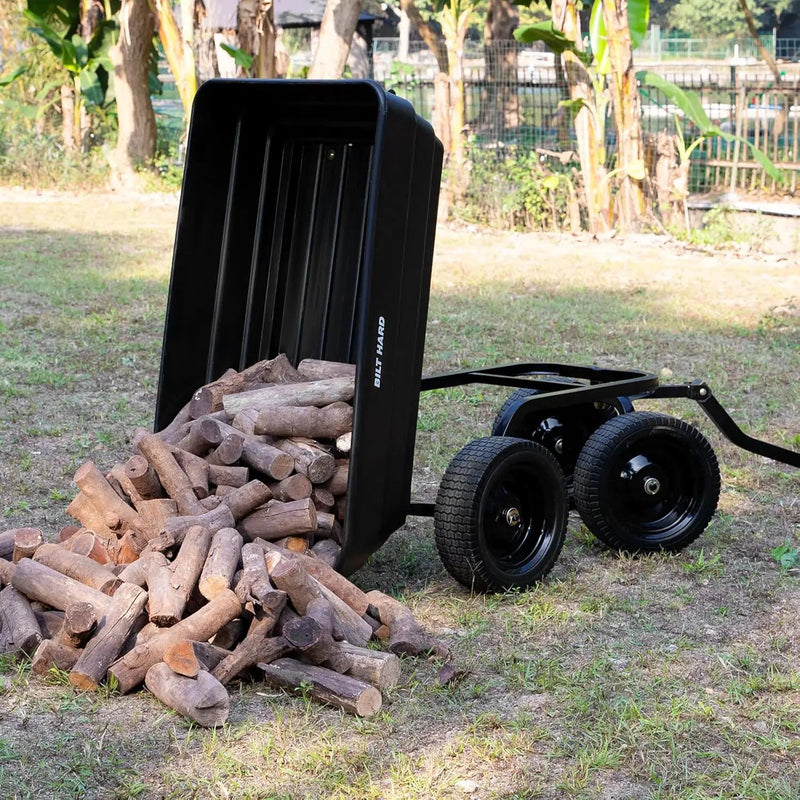 BILT HARD 1200 lbs Poly Garden Dump Cart with No Flat Tires, Quick Release, 2-in-1 Convertible Handle, 7 Cu Ft Dump Wagon Heavy Duty for Yard, Outdoor by GreenHaven Gardens