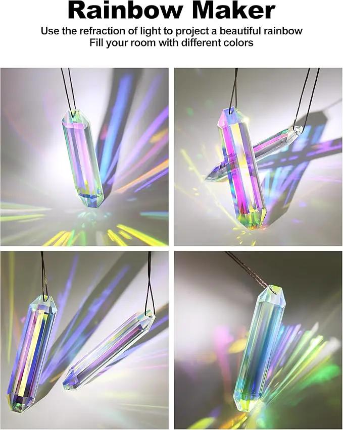 2 Pack Crystal Suncatcher, Hanging Sun Catcher Prism with String Suncatchers for Windows, Room, Outdoor, Car Mirror Garden Decor by GreenHaven Gardens
