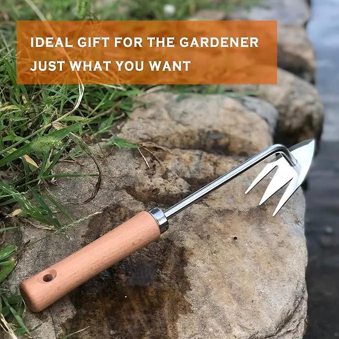 SHANFEEK Weed Puller with M-Shape Claw Weeding Artifact Uprooting Weeding Tool Dandelion Puller Tool Gardening Hand Tools Weed Remover Tool for Yard with Hard Solid Wood Handle(M-Type) by GreenHaven Gardens