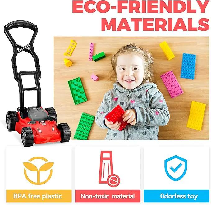 Kids Lawn Mower - Toy Choi's Pretend Play Series Toddler Lawn Mower, Indoor Outdoor Push Gardening Summer Toy Tool Set for Boys & Girls 3,4,5,6,7,8 by GreenHaven Gardens