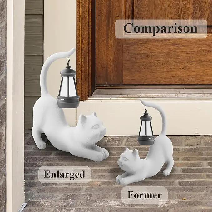 Solar Cat Garden Statue 15 Inch Porch Patio Decor for Outside Yard Decoration Outdoor Unique Housewarming Gardening Birthday Gifts for Cat Lovers Women Grandma by GreenHaven Gardens