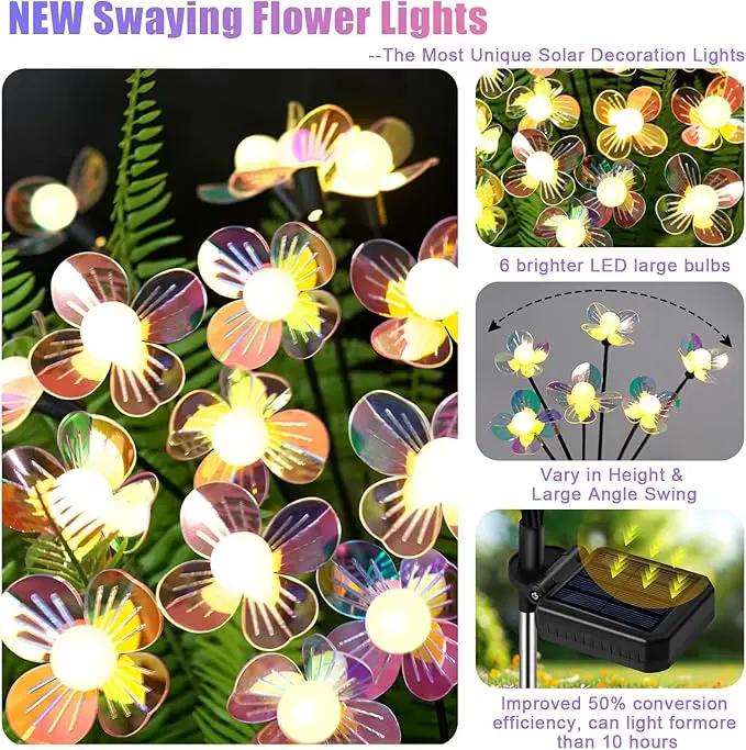 Solar Garden Lights Outdoor, NBQQ New Upgraded 4-Pack Firefly Solar Lights with Iridescent Petals & Warm White Glow - Waterproof Wind-Swaying Decor for Yard, Patio by GreenHaven Gardens