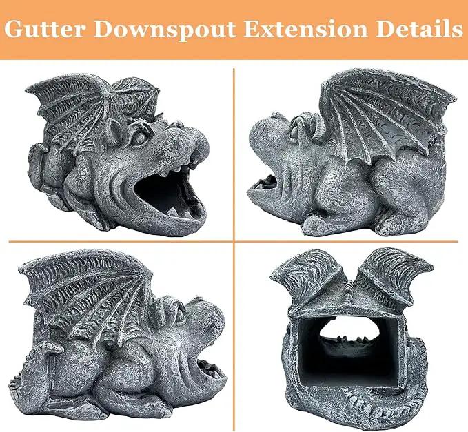 Gothic Gargoyle Statue Decor, Gutter Downspout Splash Block & Diverter, Lifelike Garden Rain Downspout Diverter, 3"x4" Decorative Gutter Extension, Outdoor Gargoyle Statues, Unique Home Accent by GreenHaven Gardens