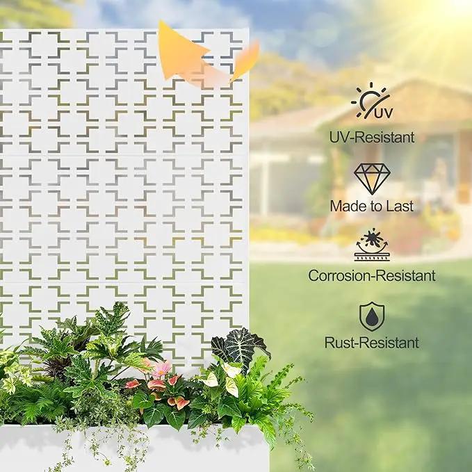 Raised Garden Bed with Trellis and Wheels,73"x47"x16" Metal Raised Garden Bed,White Squared Metal Planter with Climbing Trellis for Vines & Vegetables by GreenHaven Gardens