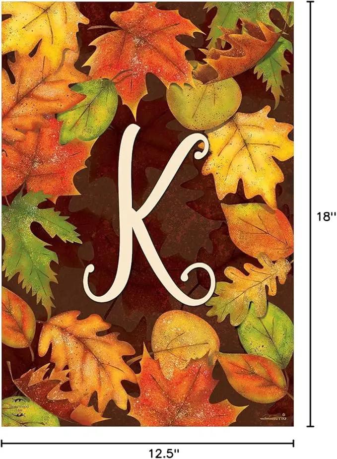 Briarwood Lane Fall Leaves Monogram Letter K Garden Flag by GreenHaven Gardens