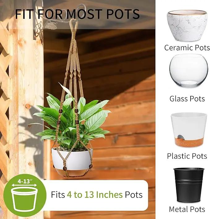35 Inch Macrame Plant Hanger - Fits 4-13 Inch Pots, Supports Up to 22lbs, Sturdy Hanging Planter Holder for Indoor Outdoor, Boho Home Decor, 2 Pack, Brown (POTS NOT Included) by GreenHaven Gardens