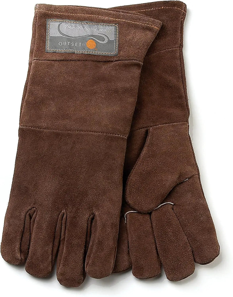 Outset Leather Grill Gloves, Set of 2 Brown Leather BBQ Gloves by GreenHaven Gardens