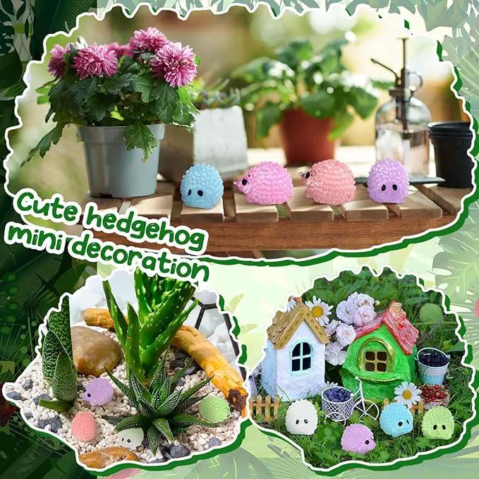 Hiboom 120 Pcs Luminous Mini Hedgehog Figurines Hedgehog Miniature Garden Ornaments Glow in Dark Mini Resin Figures Tiny Animal Figurines Bulk for Garden Micro Landscape Plant Moss DIY Fairy Decor by GreenHaven Gardens