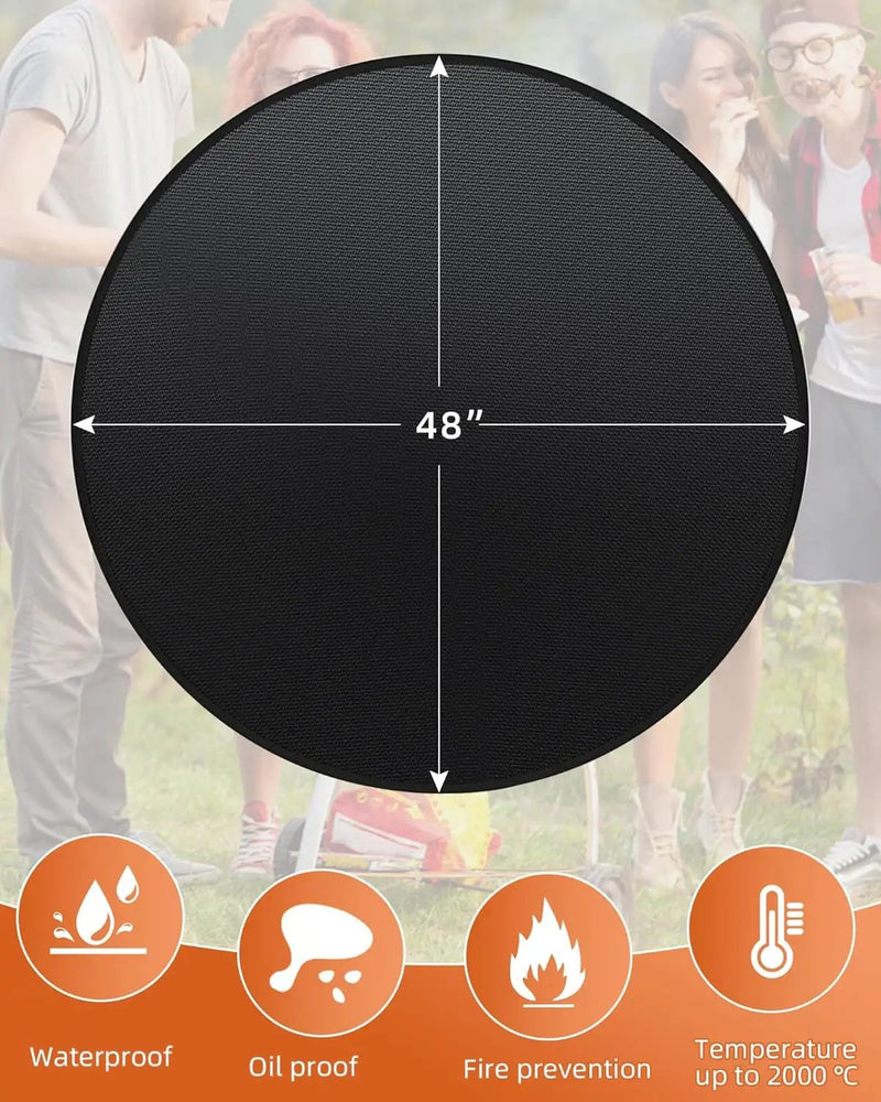 Round BBQ Grill Mat, 48 Inch Double-Sided Fireproof Pad 4-Layer Deck Protector for Indoor Outdoor Grilling by GreenHaven Gardens