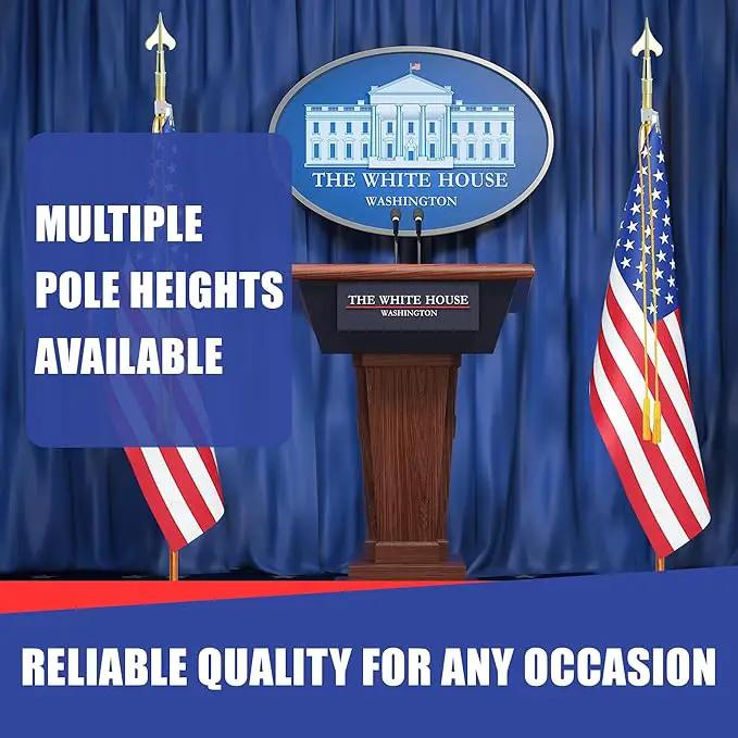 Super Tough Indoor Flag Pole kit 9ft - Army Spear - Gold Texture Base - Aluminum Flagpole with Brass Finish - Heavy Duty Inside House Flagstaff - Interior Shaft and Stand - No Ensign Included by GreenHaven Gardens