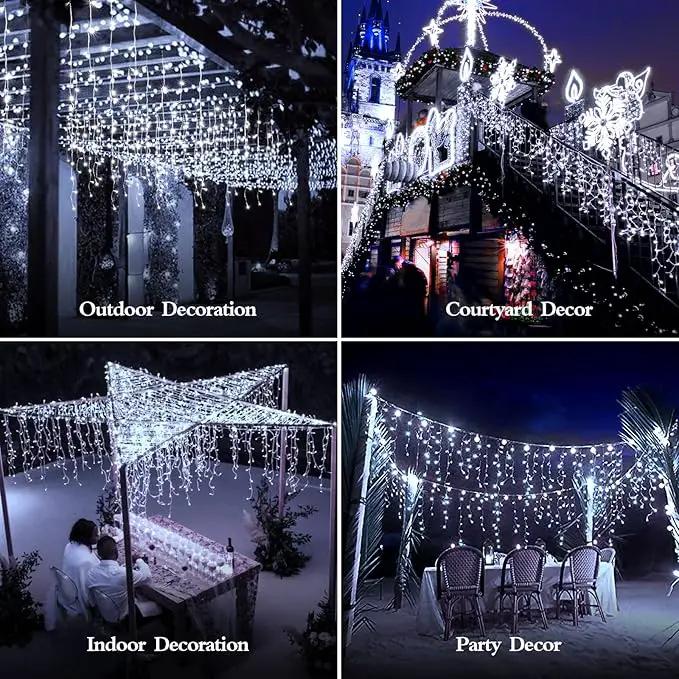 480 LED 49FT Christmas Lights Plug in 8 Modes with Timer Dimmable Christmas Decorations Outdoor Waterproof Indoor Curtain String Lights for Roof Porch Garden Holiday Wedding Party Decor Cool White by GreenHaven Gardens
