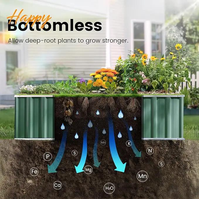 KING BIRD Raised Garden Bed 68" x 36" x 18" Heightened Galvanized Steel Metal Planter Box Outdoor for Deep-Rooted Vegetables, Flowers, Large Raised Bed Kit (Green) by GreenHaven Gardens