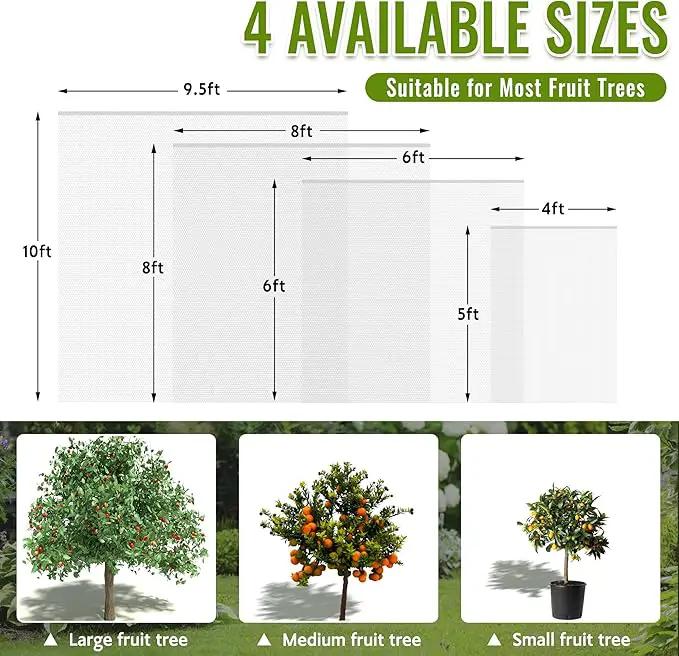 2 Pack Fruit Tree Netting Bags with Zipper and Drawstring, Ultra Fine Mesh Garden Netting Plant Cover, Bird Netting for Blueberry Bushes, Fruit Vegetable Trees, Flowers (White, 10 x 10 ft) by GreenHaven Gardens