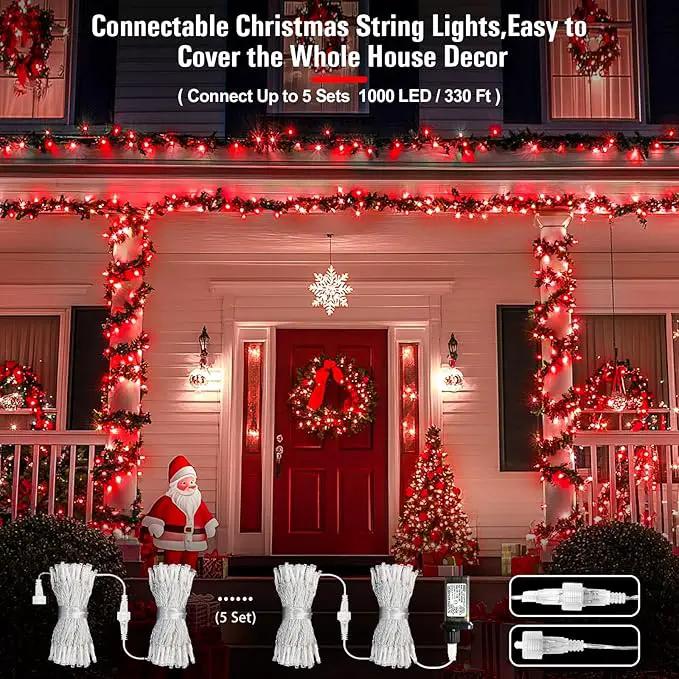 JMEXSUSS Red Christmas Lights Clear Wire, 66ft 200 LED Red Christmas String Lights Outdoor Indoor Plug in, 8 Modes Red String Twinkle Fairy Lights for Room Party Tree Decorations by GreenHaven Gardens