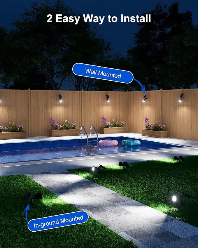 4 Pack Solar Spotlights Outdoor Waterproof for Tree, Statue, Flower, Pot, Bush, Wall, Bright LED Outside Landscape Flood Lights for Security Uplighting Yard, Garden, Driveway, Walkway, House, Fence by GreenHaven Gardens