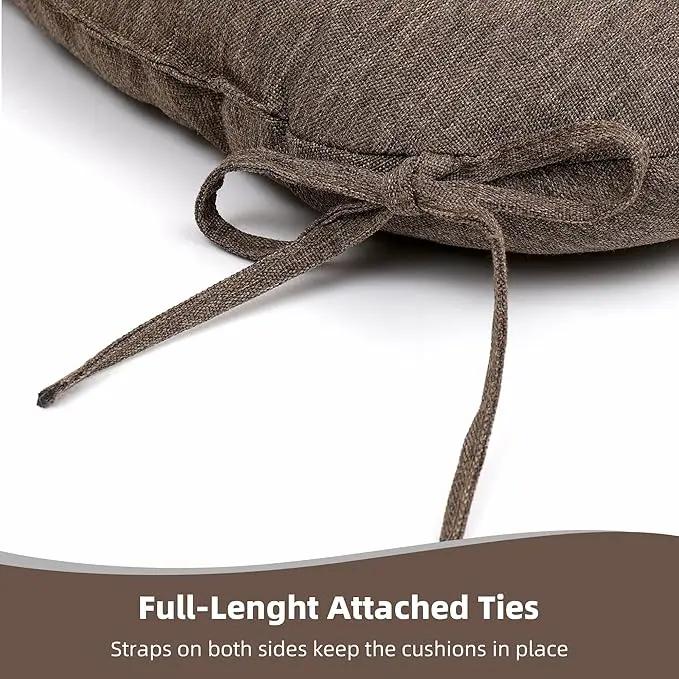RACE LEAF Patio Chair Cushions 17x17 4 Pack, Thickened Heavy Duty Outdoor Cushions Stain & Water Resistant Non-Slip Ties Tufted (Brown) by GreenHaven Gardens