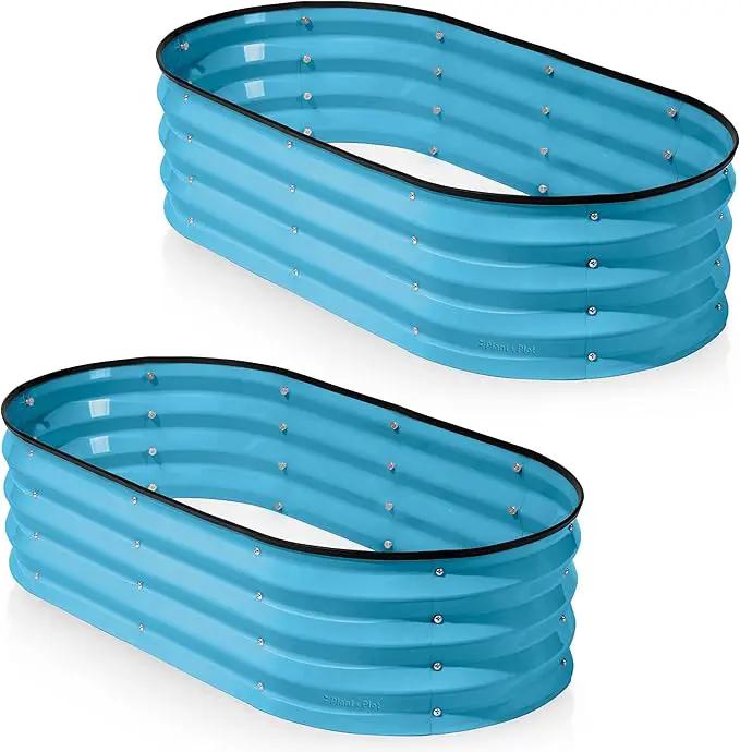 Galvanized Raised Garden Beds Outdoor // 4×2×1 ft (2-Pack) Planter Raised Beds for Gardening, Vegetables, Flowers (Teal) // Large Metal Garden Box by GreenHaven Gardens