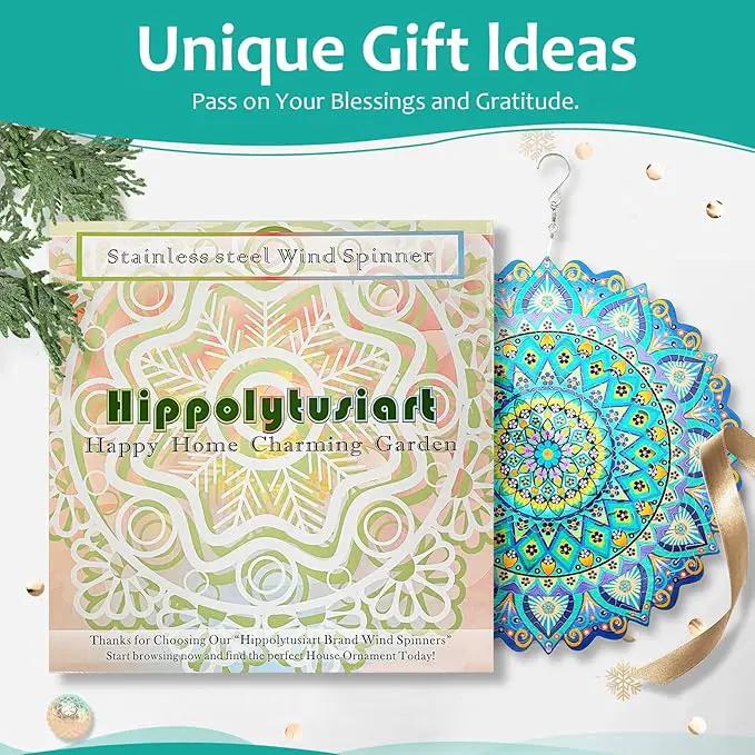 Wind Spinner Mandala Peacock Blue Ocean,Wind Spinner for Yard and Garden,Gifts for Women Mom Grandma Wife Father,12Inch 3D Kinetic Yard Art Decorations Outdoor&Indoor Christmas Decor by GreenHaven Gardens