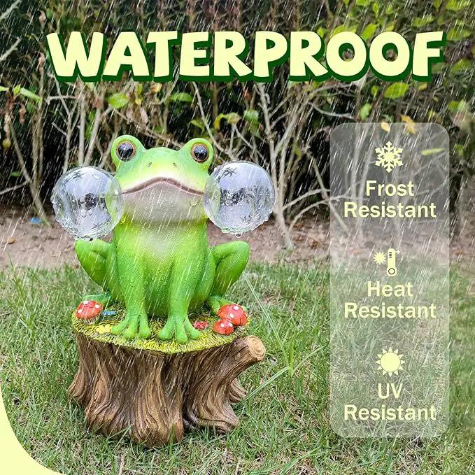 Solar Frog Garden Decor - Mushroom Outdoor Statue for Garden Ornaments, Lawn, Flower Bed, Pond, Patio, Porch - Frog Gifts for Women, Mom, Grandma by GreenHaven Gardens