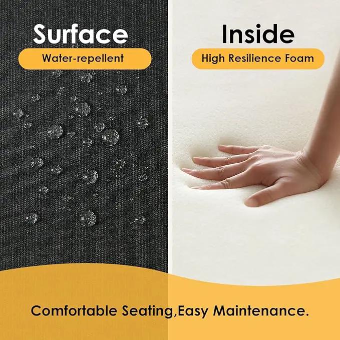 Outdoor Sunbrella Square Corner Seat Cushion, 19"x19"x3", Set of 4, Non Slip Seat Cushion Pads with Removable Cover for Patio Furniture, Garden Yard Lawn, Spectrum Carbon by GreenHaven Gardens