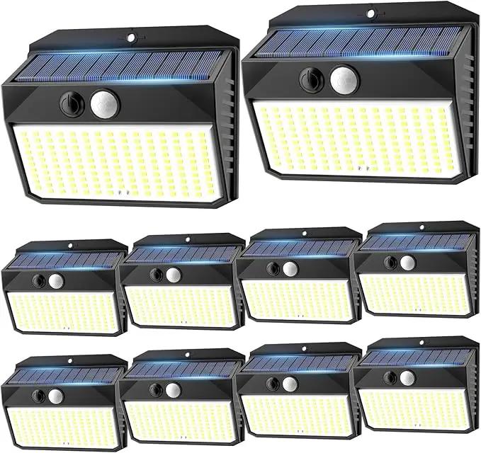 Solar Lights Outdoor 150 LED, 10 Pack Motion Sensor Lights With 3 Lighting Modes, IP65 Waterproof Fence Lights, Security Lights for House by GreenHaven Gardens