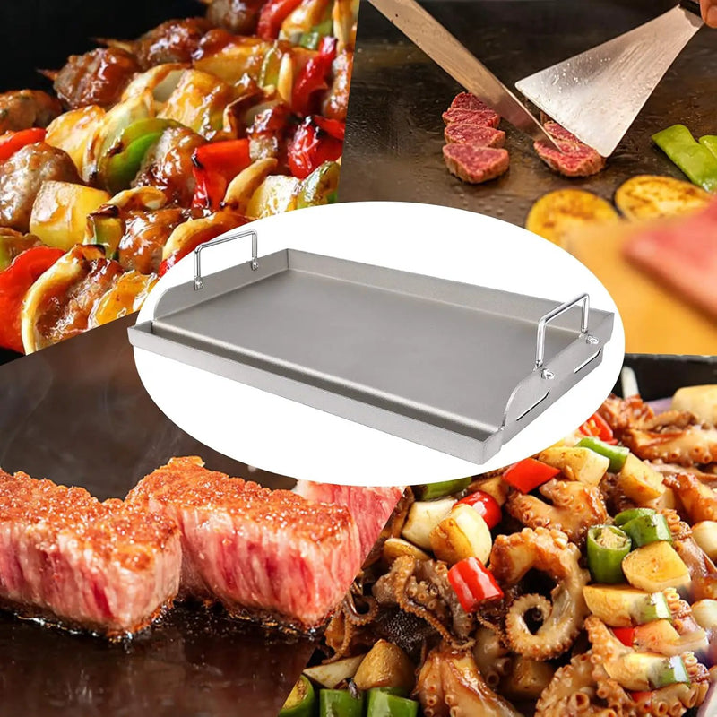Uniflasy Cast Iron Griddle for Gas Grill Flat Top Griddle Insert for Outdoor Gas Grill, 25" x16" Cooking Skillet Plate Pan Teppanyaki for Charcoal/Electric Grills Fits Camping Tailgating Parties by GreenHaven Gardens