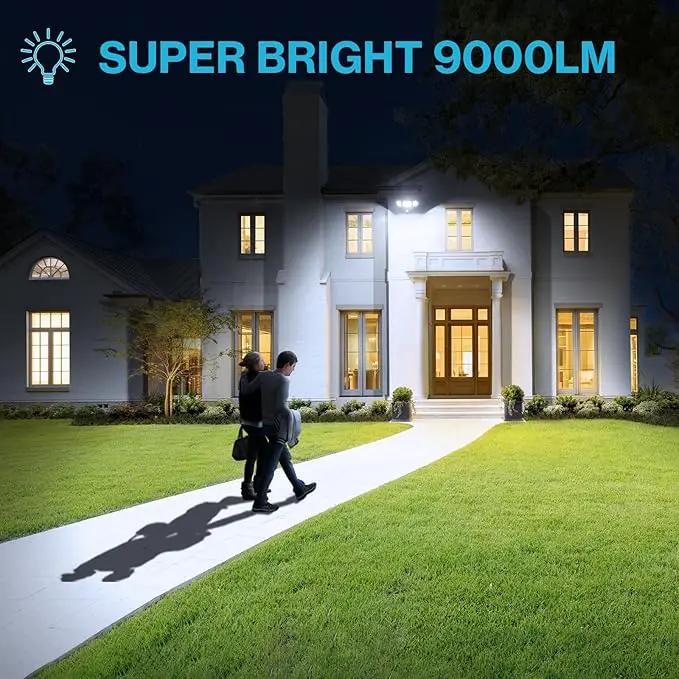 Olafus 100W LED Security Light Motion Sensor Outdoor Light, Motion Flood Light Dusk to Dawn, 9000LM Super Bright 6500K Exterior Motion Detector Floodlight for Garage Yard Porch Eave IP65, White by GreenHaven Gardens