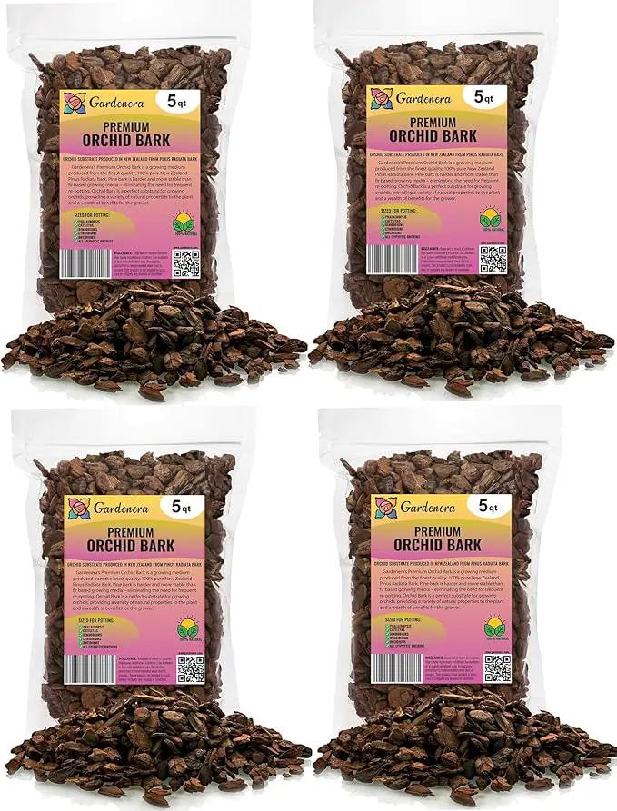 New Zealand Pinus Radiata Bark - 20 Quart - Organic Hand Mixed New Zealand Orchiata Pine Bark for Orchids - Medium Chips 9-12mm - (4 Bags of 5 Quart) by GreenHaven Gardens