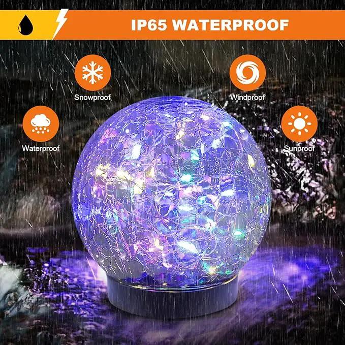 Solar Globe Lights Outdoor Waterproof-Solar Balls-Solar Garden Lights-Solar Orbs for Outside 4 Pack Cracked Glass Ball for Lawn Patio Yard Backyard Decorations, DS-XBQ-1-1-1 by GreenHaven Gardens