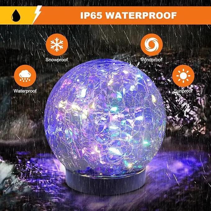 Solar Globe Lights Outdoor Waterproof-Solar Balls-Solar Garden Lights-Solar Orbs for Outside 2 Pack Cracked Glass Ball for Lawn Patio Yard Backyard Decorations, DS-XBQ-1-1-1 by GreenHaven Gardens