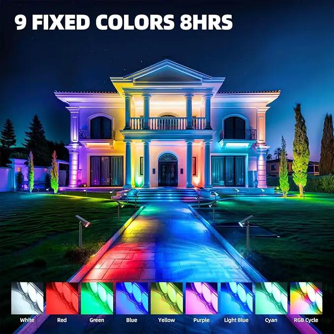 Barrina 36 LEDs Landscape Solar Spotlights, WRGB Solar Powered Dusk-to-Dawn Outdoor Garden Lights, 360° Horizontal Adjustable Spotlights for Garden Yard Patio Driveway Porch, 4 Packs by GreenHaven Gardens