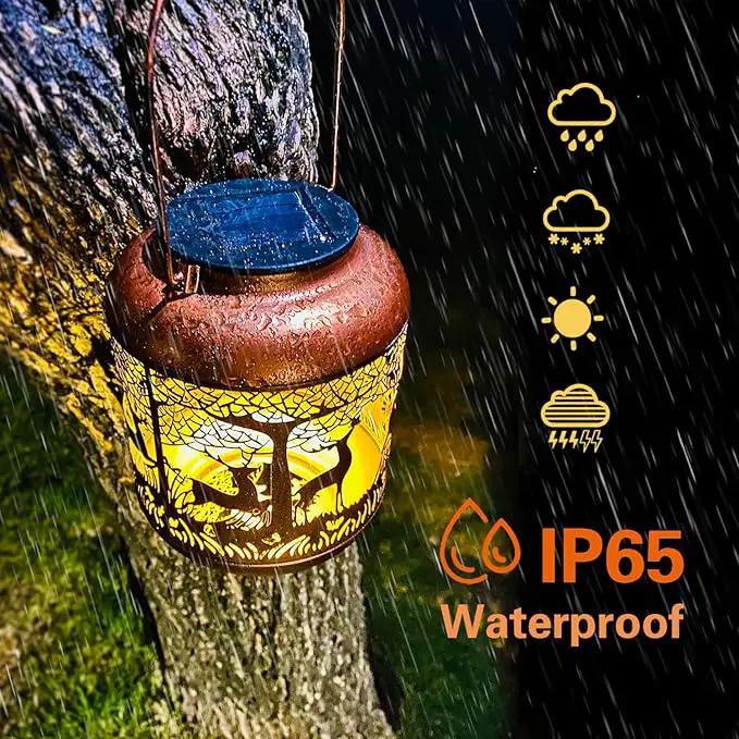 Deer Solar Lanterns Outdoor Waterproof Hanging Solar Lights Deer Gifts for Women Men Metal Decorative LED Lanterns for Yard, Patio, Lawn, Tabletop, Pathway, Landscape, Garden Decor by GreenHaven Gardens