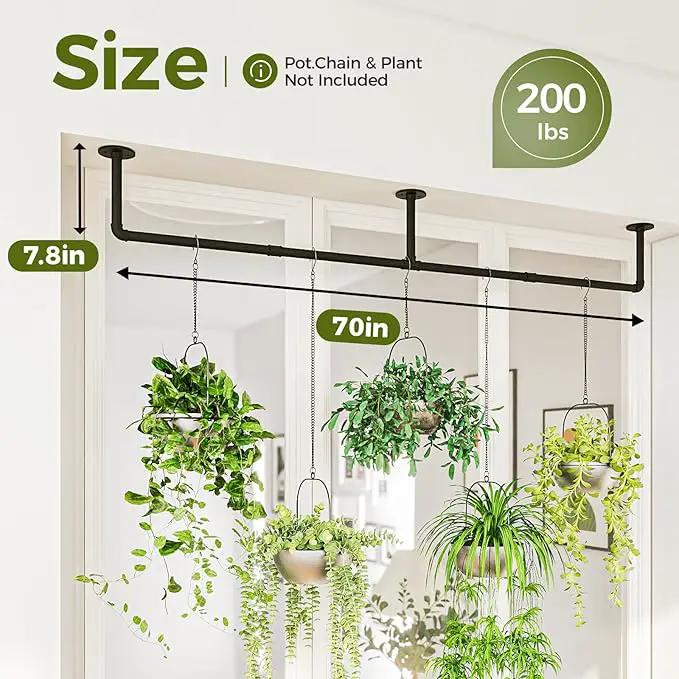 Bamworld Plant Hanger Indoor 70in Hanging Planters Rod Hanging Plant Holder for Window Plant Shelves Metal Rod，Pots Not Included by GreenHaven Gardens