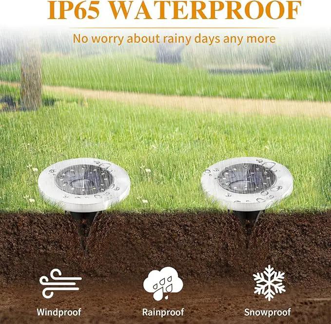 Solar Garden Lights Outdoor, 8 Packs Bright Solar Powered Ground Light with Updated 12 LEDs, Waterproof Disk Warm Flat Lights for Garden Patio Yard Deck Lawn Walkway Landscape Decor by GreenHaven Gardens