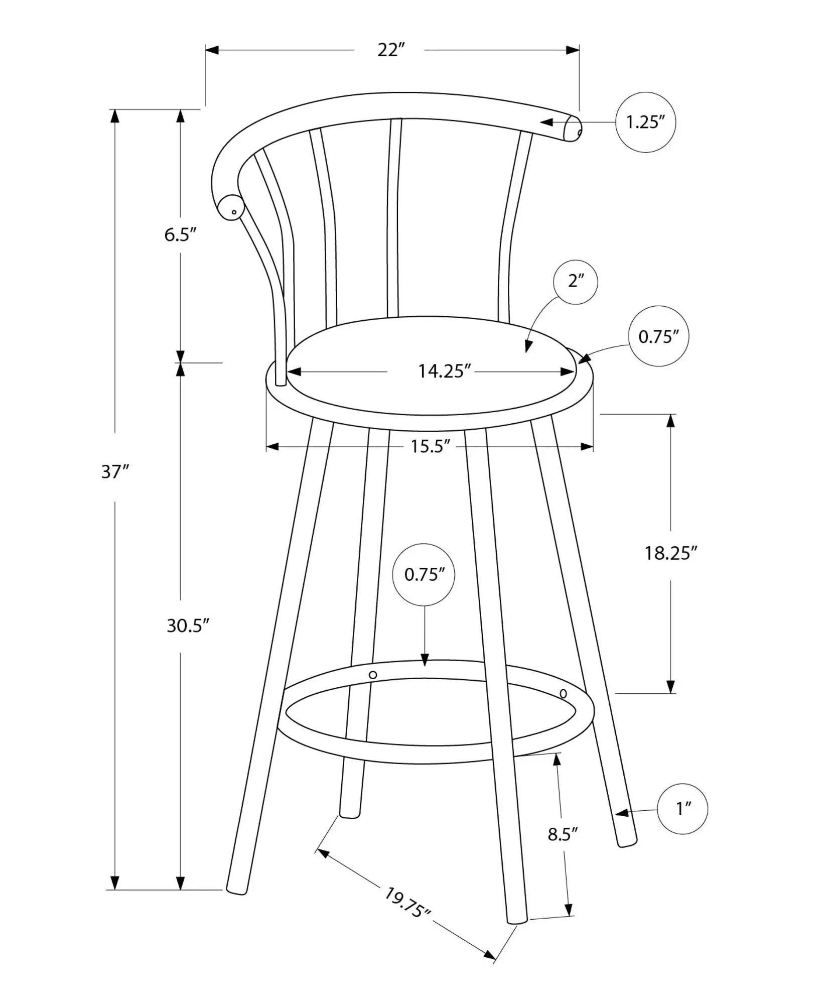Swivel Stool Bar Height, Stylish Design Contemporary & Modern (Set of 2) by Unique Piece Furniture