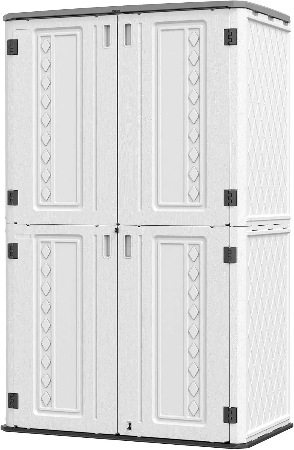 HOMSPARK Storage Shed Weather Resistance, Multi-Purpose Outdoor Storage Cabinet Waterproof, Outdoor Storage Cabinet for Garbage Cans, Lawnmower, Garden Accessories (Off White, Tall shed-53 cu ft) by GreenHaven Gardens