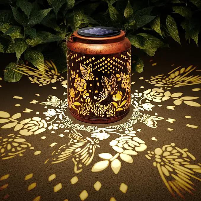 Hyriony Butterfly Solar Lanterns Outdoor Waterproof Metal Hanging Lights, Garden Decor Gifts for Women, Mom, Grandma Solar Decorations for Yard, Patio, Backyard, Porch, Lawn, Walkway, Tabletop by GreenHaven Gardens