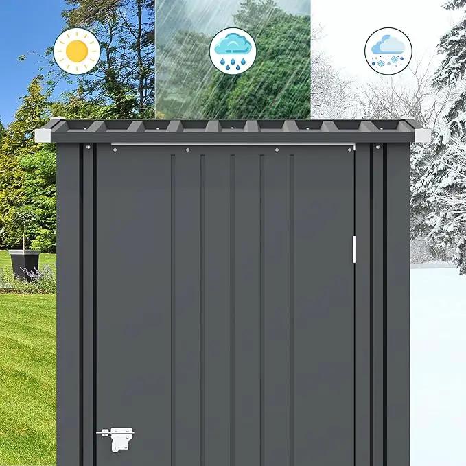 Greesum 3×3FT Outdoor Storage Shed, Metal Sheds with Sloping Roof and Lockable Single Door, Steel Tool Shed for Backyard, Bike, Patio, Garage, Lawn, Black by GreenHaven Gardens