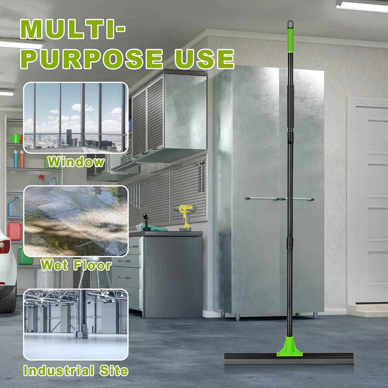 Rubber Floor Squeegee with 24” Heavy Duty Silicone Rubber Scraper Head and 60” Long Adjustable Handle, Shower Squeegees for Concrete Floor, on Multi-Surface Tile Glass Pool Garage Cleaning by GreenHaven Gardens