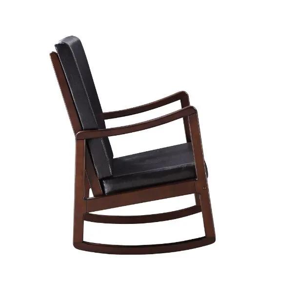 Raina - Rocking Chair - Dark Brown Synthetic Leather & Espresso by Unique Piece Furniture